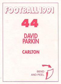 1991 Select AFL Stickers #44 David Parkin Back
